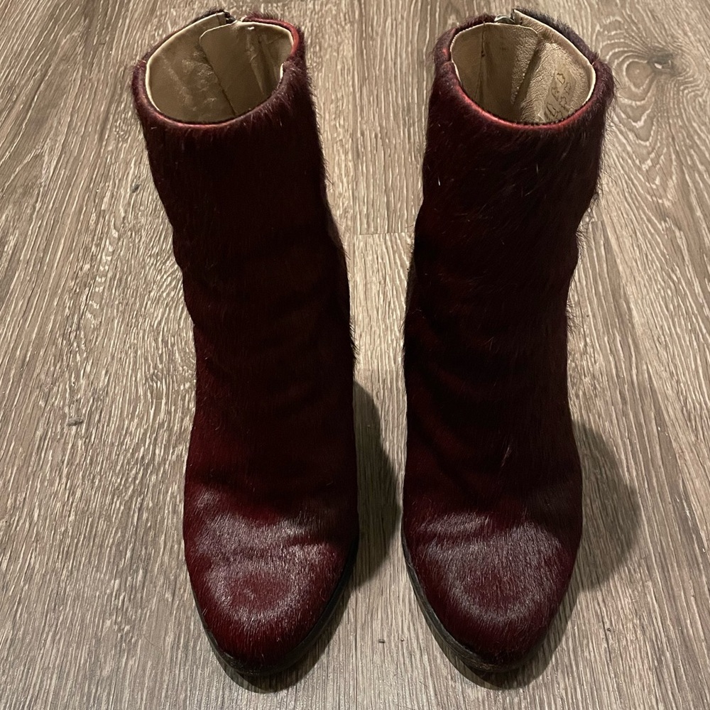 All Saints maroon mohair boots